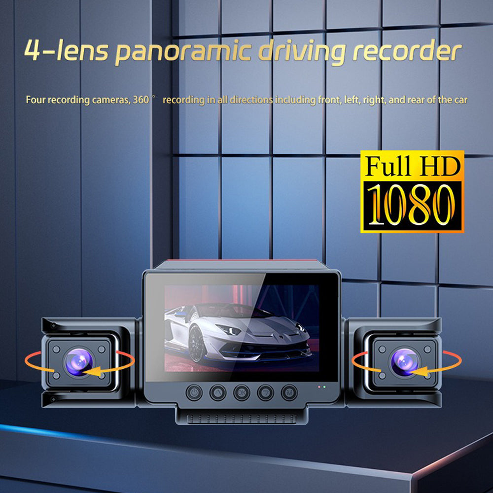 4-Channel 360° Panoramic Dash Camreas 1080P HD Dash Cam Comes With 32GB TF Card