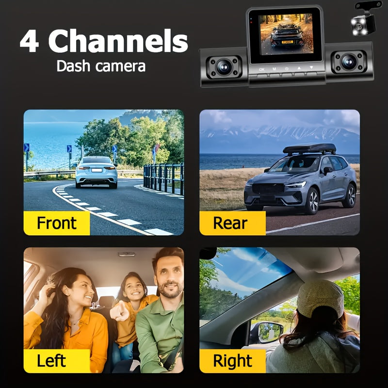 4-Channel 360° Panoramic Dash Camreas 1080P HD Dash Cam Comes With 32GB TF Card