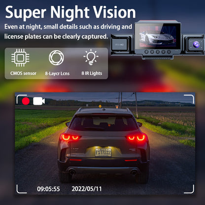 4-Channel 360° Panoramic Dash Camreas 1080P HD Dash Cam Comes With 32GB TF Card