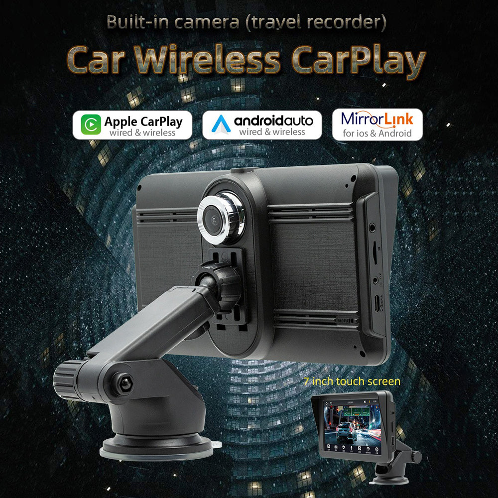 7" IPS HD Touch Screen Apple Android Carplay with Dual Dashcam 64G Card